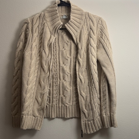 L. L. Bean Cable Knit 100% Cotton Cardigan Sweater - Picture 2 of 5